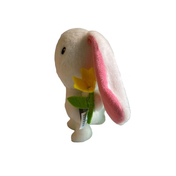 HALLMARK Bunny Rabbit Plush Holding Flower Stuffed Animal 5" Pink White - Picture 2 of 13